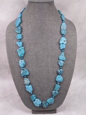 Artisan Crafted Turquoise Magnesite Slab Nugget Necklace